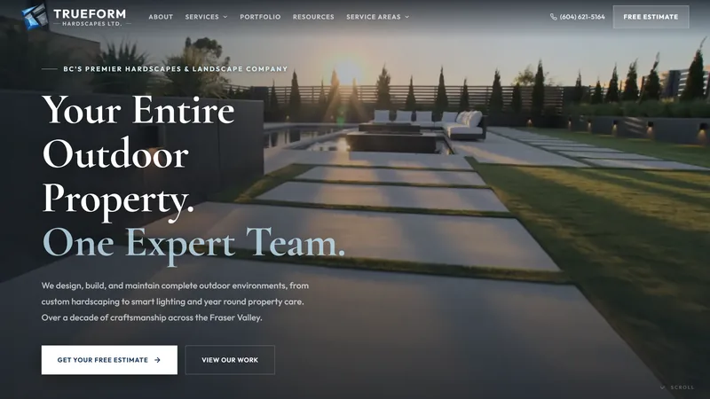 True Form Hardscapes website — hardscape and landscape contractor in Abbotsford, BC